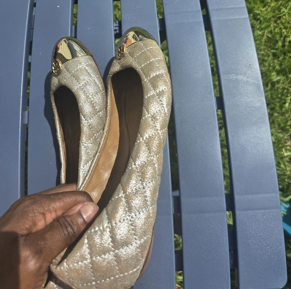 Tory Burch Women's Kaitlin Quilted Metallic Ballet Flats Size  9.5M Gold - Picture 8 of 15